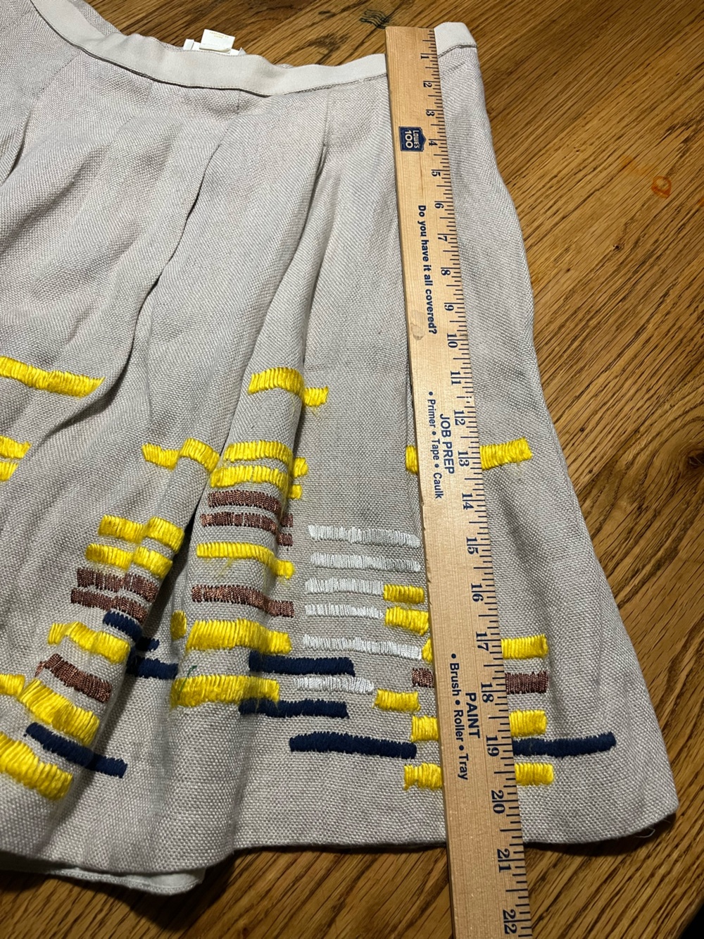 Maeve "Hatch Mark" Pleated Linen Skirt | Anthropologie | Size 6 | Embroidered - Picture 8 of 8